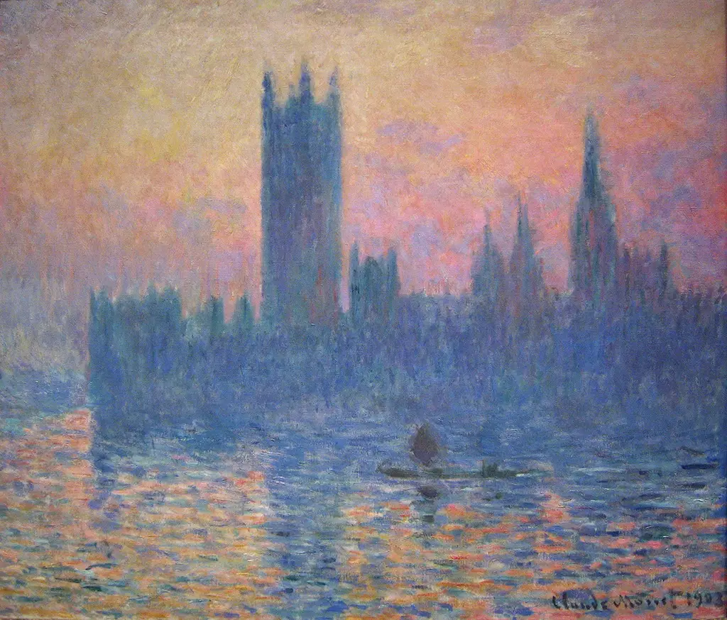 Houses of Parliament, Sunset, 1903 in Detail Claude Monet